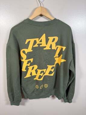 Zara Crewneck Sweatshirt Mens Size Medium Graphic Green Streetwear Skate